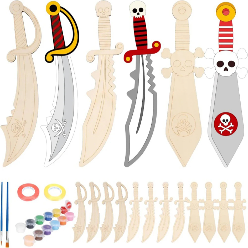 16pcs Kids Wooden Pirate Theme - Cosplay Prop Paint 评论和价格