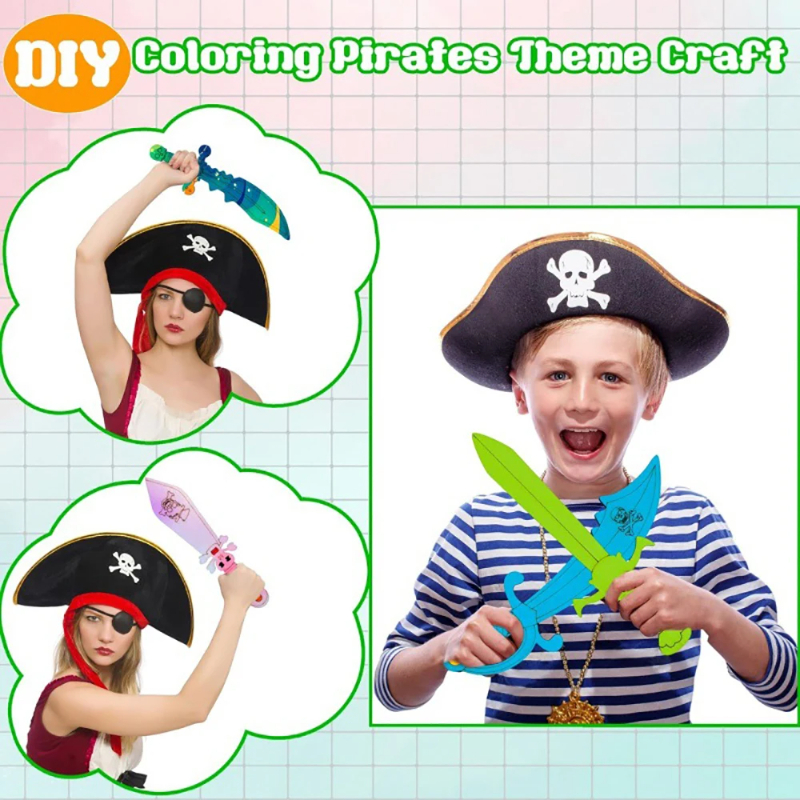 16pcs Kids Wooden Pirate Theme - Cosplay Prop Paint 评论和价格