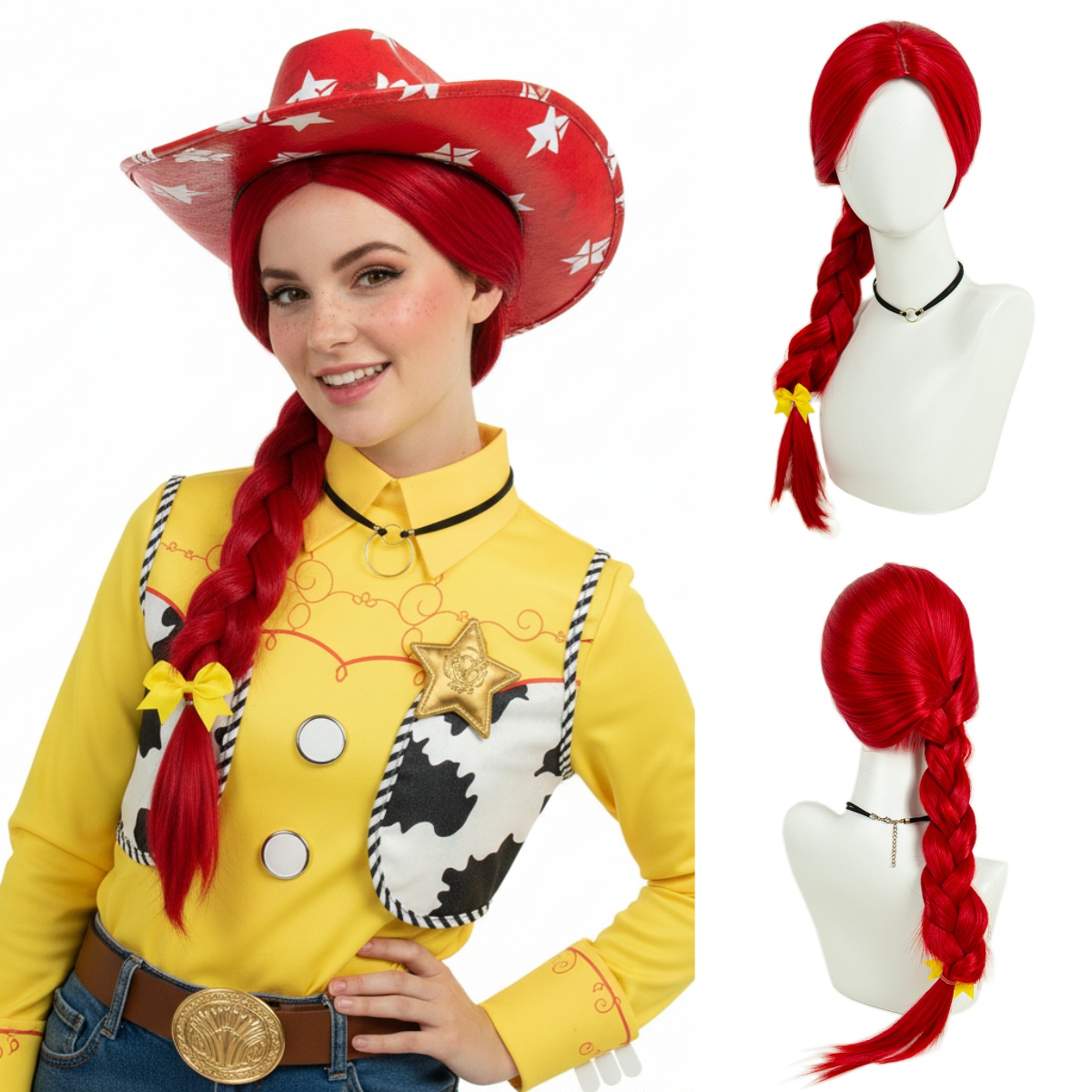 REEWES Jessie Cosplay Wig Red  - Cosplay Prop Bow 评论和价格