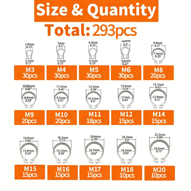 293Pcs M3-M20 304 Stainless St - Snap Fastener Set 评论和价格