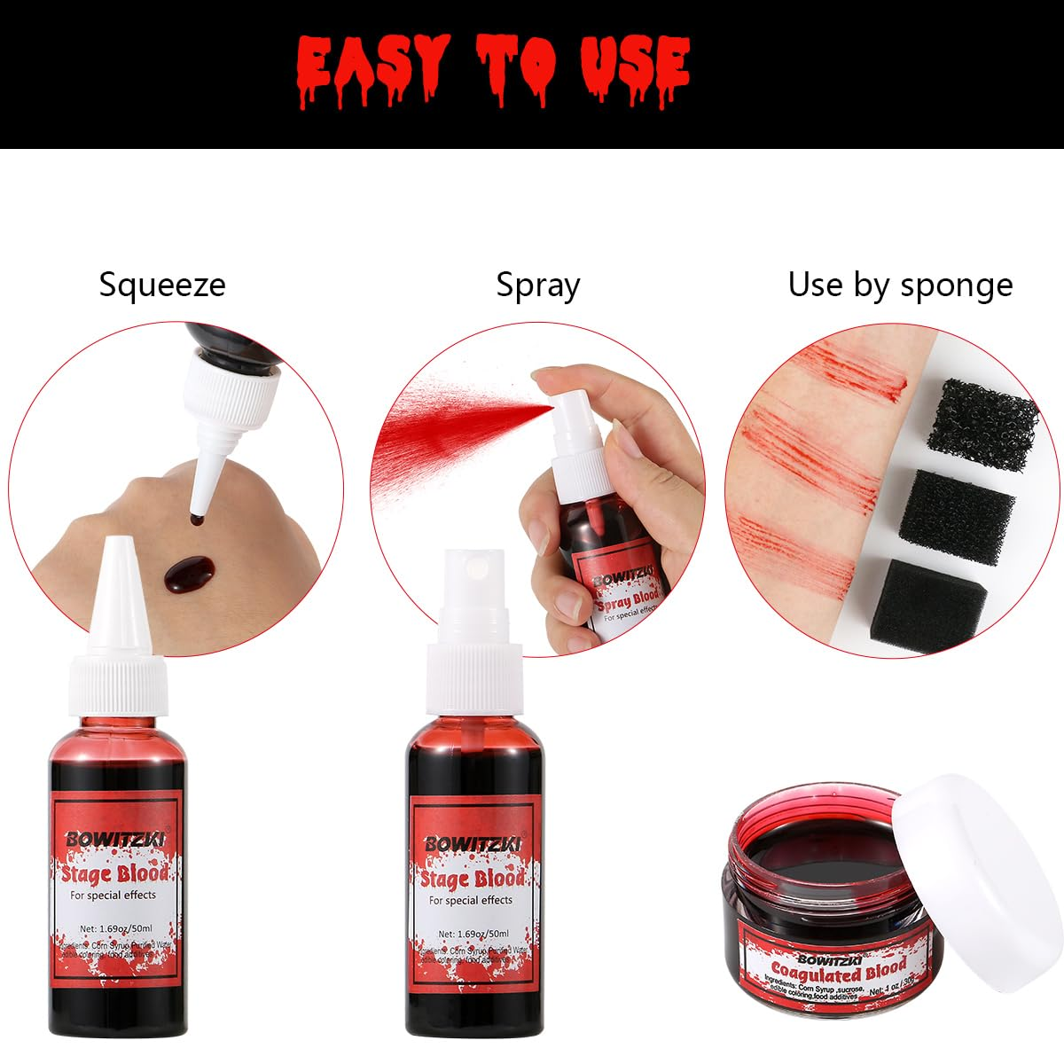 Bowitzki Fake Blood 3PCS Stage - Body Paint Sfx 评论和价格
