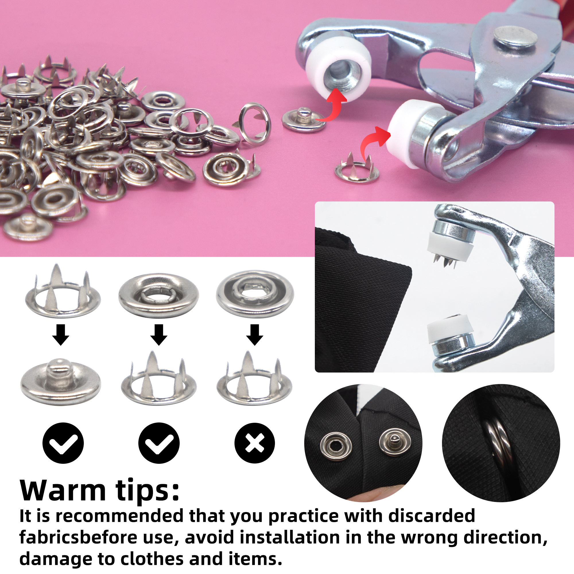 50 Sets Snap Fasteners Kit Too - Snap Fastener Set 评论和价格