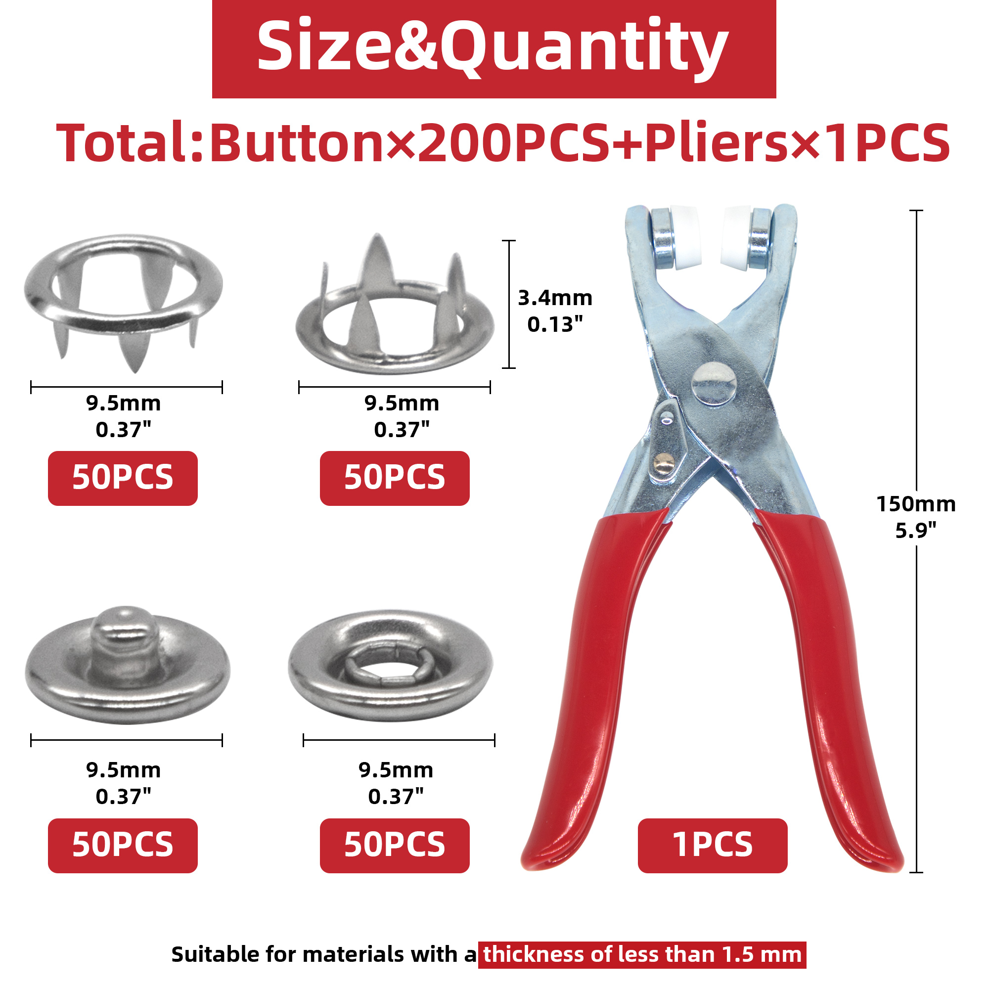 50 Sets Snap Fasteners Kit Too - Snap Fastener Set 评论和价格