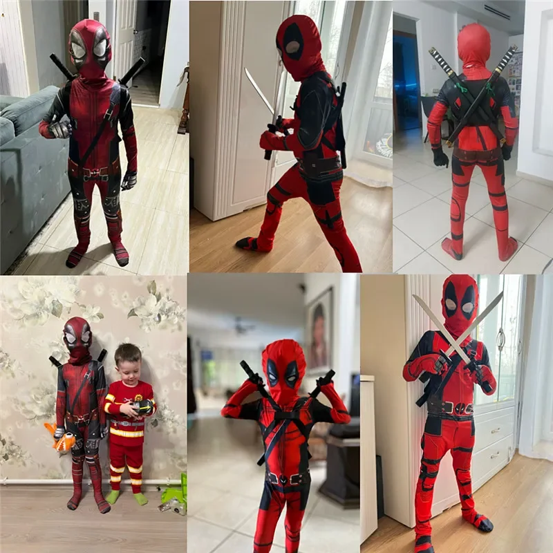3-12Y Kids Deadpool Costume wi - Cosplay Prop Dagger 评论和价格
