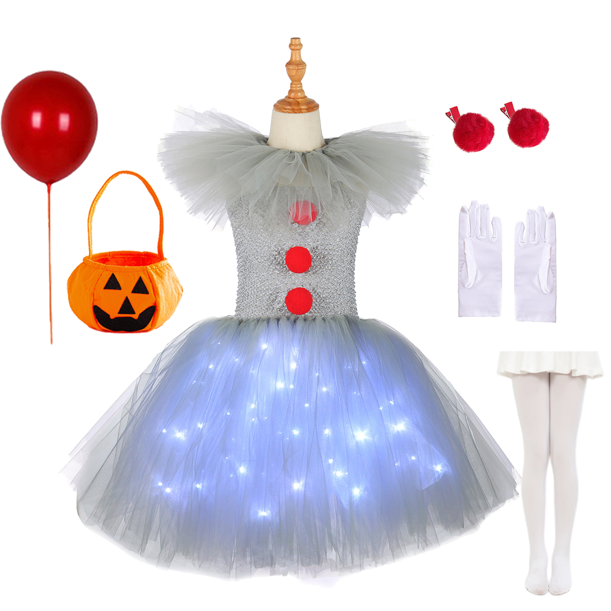 Gray Joker Girls Halloween LED - Cosplay Prop Bow 评论和价格