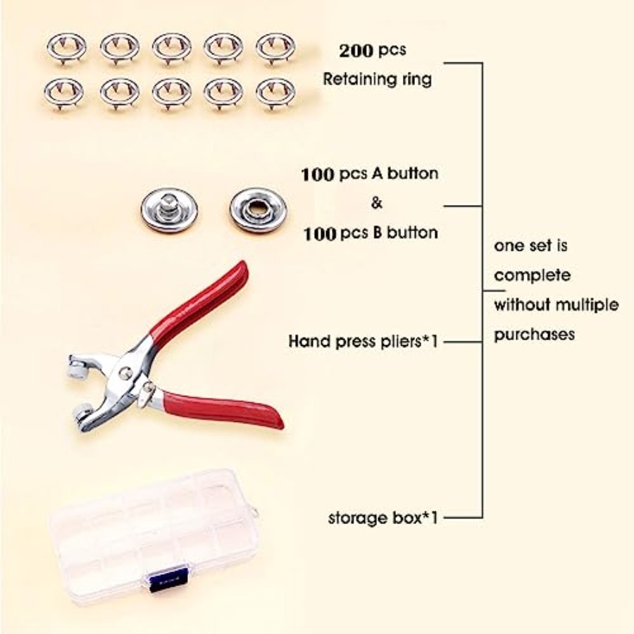 100 Sets Metal Snaps Buttons w - Snap Fastener Set 评论和价格