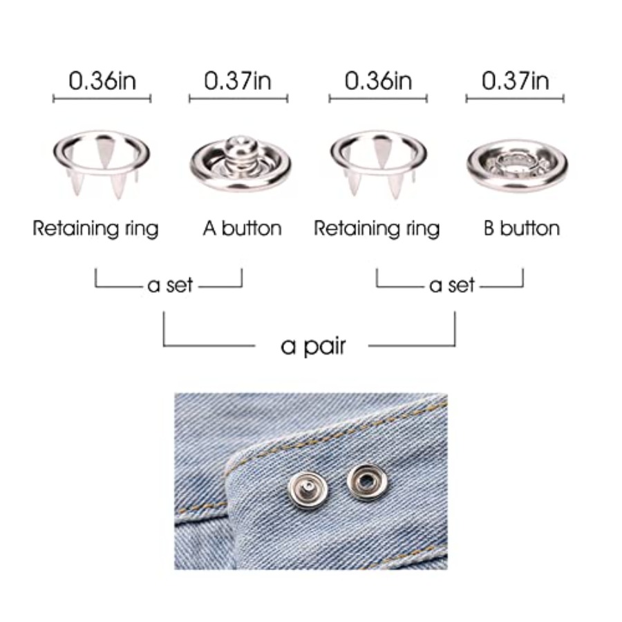 100 Sets Metal Snaps Buttons w - Snap Fastener Set 评论和价格